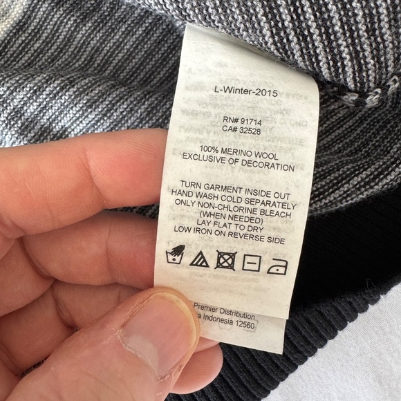 Armani Exchange Men's 100% Merino Wool Striped Hooded Full Zip Up Sweater Gray S - Picture 8 of 15